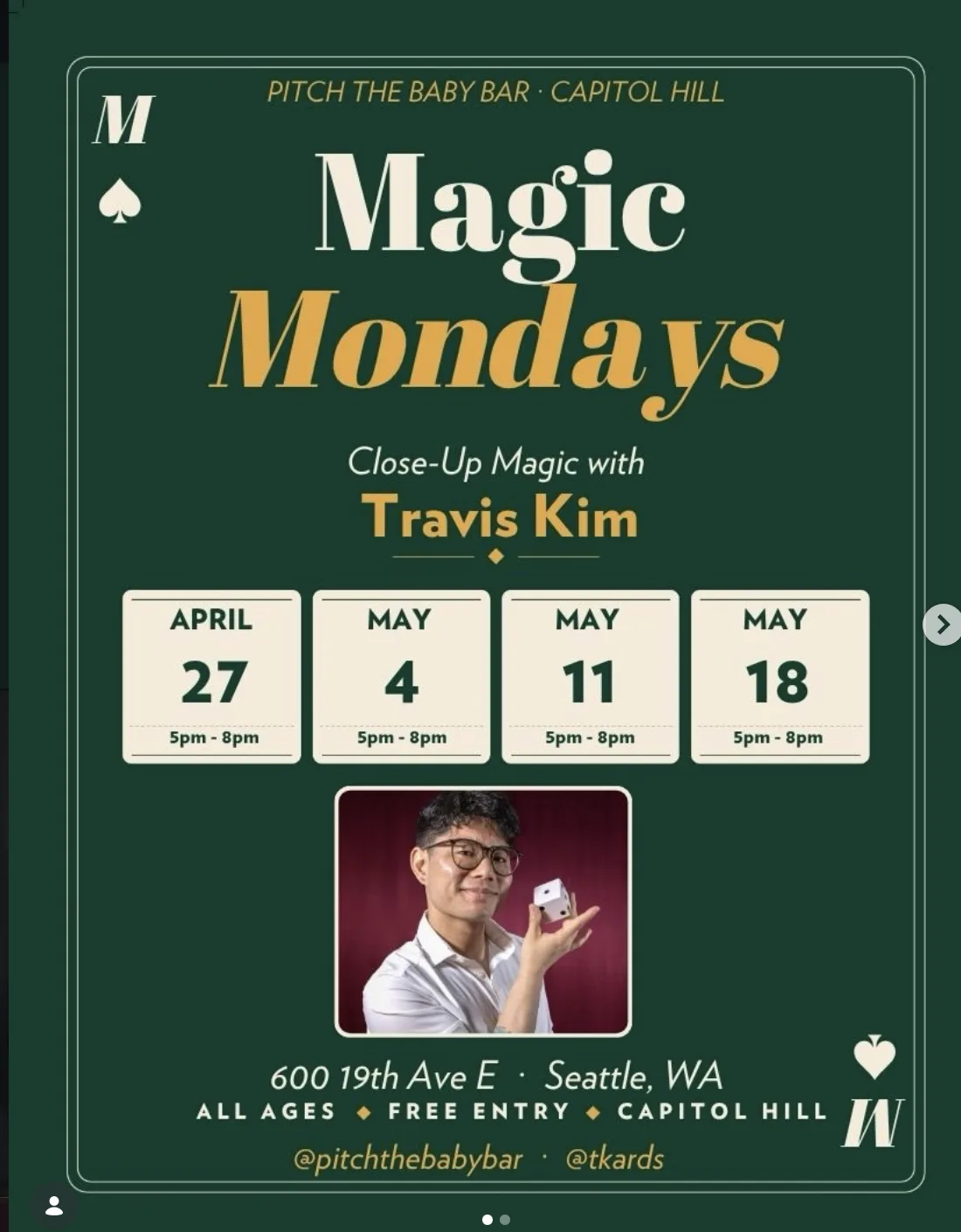 Magic Mondays at Pitch The Baby Bar poster
